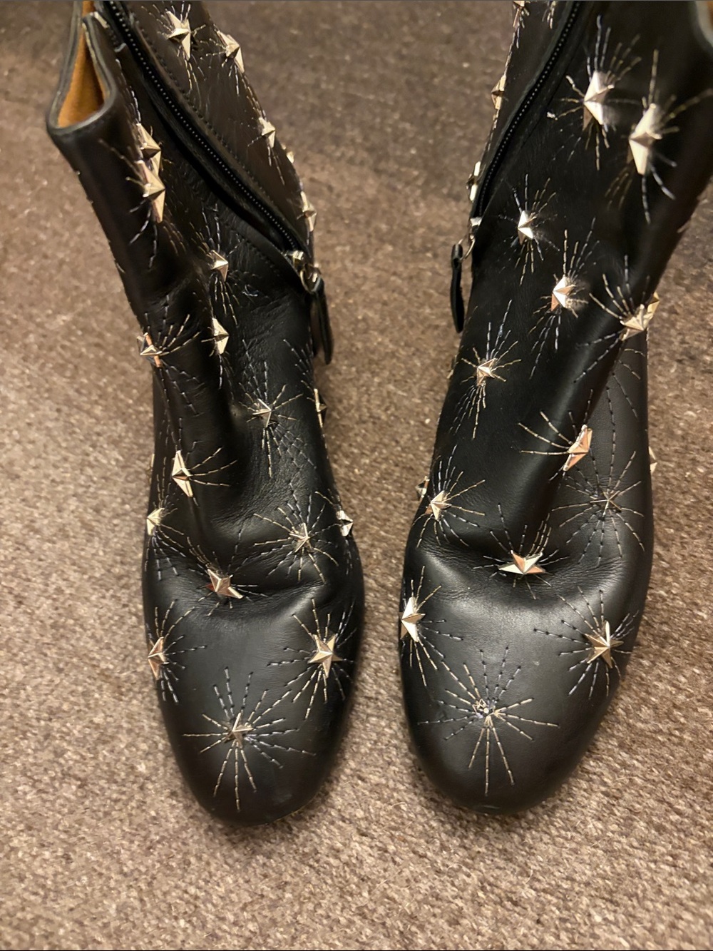 Aquazzura Black Star-Embellished Women's Ankle Boots